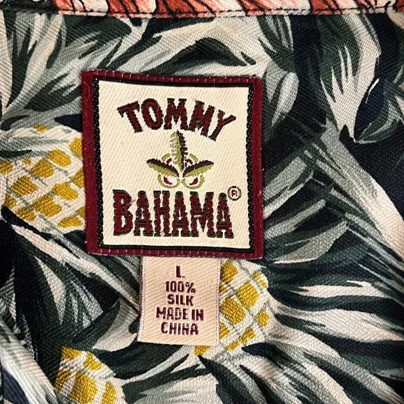 Tommy Bahama 100% Silk Hawaiian Tropic Palm Tree Tropical Camp Shirt Sz L - Picture 4 of 10